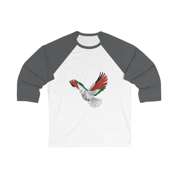 Palestine Freedom Bird Shirt - Keffiyeh & Flag Symbolism 3/4 Sleeve Shirt