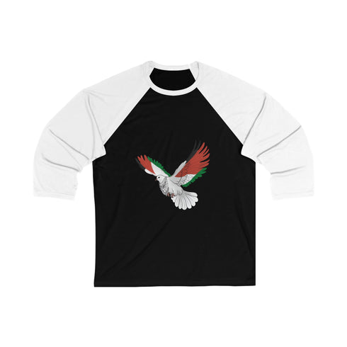 Palestine Freedom Bird Shirt - Keffiyeh & Flag Symbolism 3/4 Sleeve Shirt