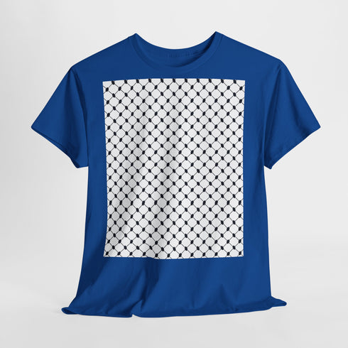Keffiyeh Pattern Heavy Cotton Tee - Modern Mesh Design Streetwear T-Shirt