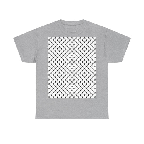Keffiyeh Pattern Heavy Cotton Tee - Modern Mesh Design Streetwear T-Shirt