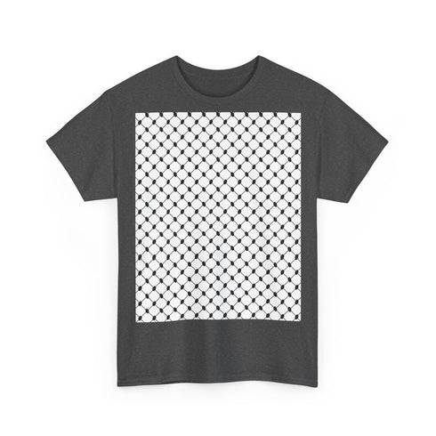 Keffiyeh Pattern Heavy Cotton Tee - Modern Mesh Design Streetwear T-Shirt