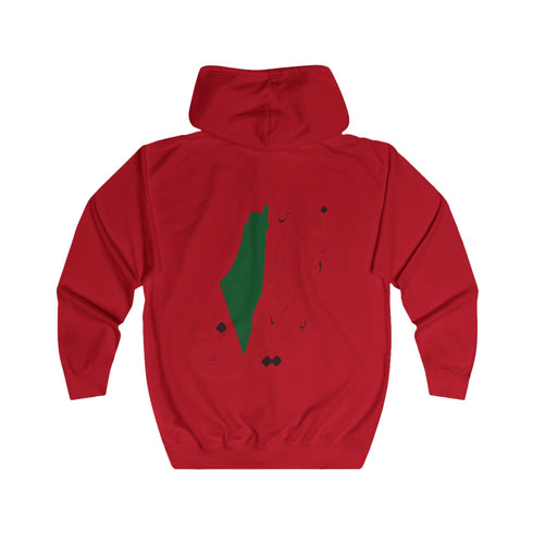 Unisex Palestine Keffiyeh Zip Hoodie - Black & White Cultural Pattern Streetwear