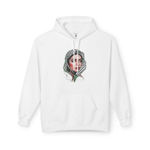 Palestine Woman Art Hoodie Unisex - Keffiyeh Scarf Dual-Sided Graphic Pullover