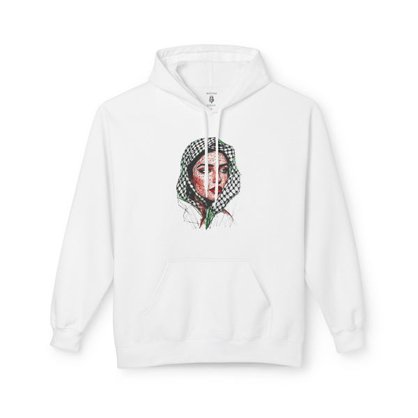 Palestine Woman Art Hoodie Unisex - Keffiyeh Scarf Dual-Sided Graphic Pullover