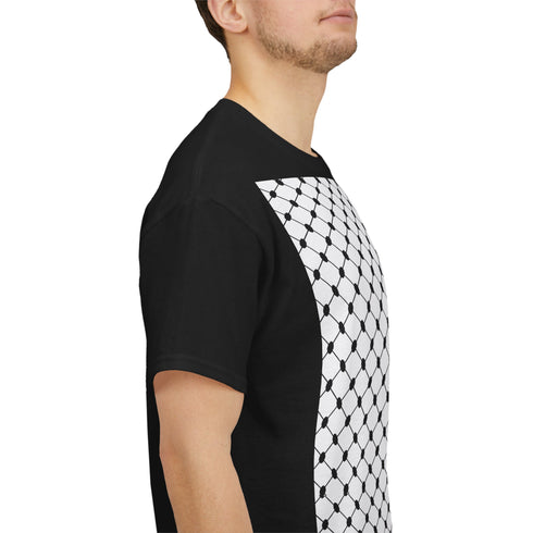 Keffiyeh Pattern Heavy Cotton Tee - Modern Mesh Design Streetwear T-Shirt