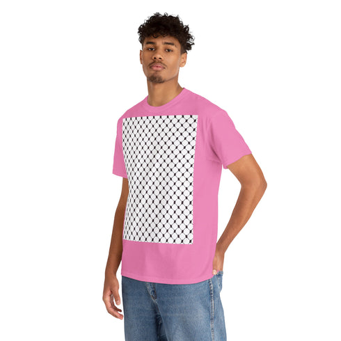 Keffiyeh Pattern Heavy Cotton Tee - Modern Mesh Design Streetwear T-Shirt