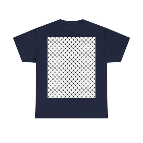 Keffiyeh Pattern Heavy Cotton Tee - Modern Mesh Design Streetwear T-Shirt