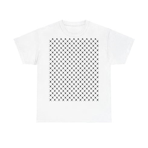 Keffiyeh Pattern Heavy Cotton Tee - Modern Mesh Design Streetwear T-Shirt