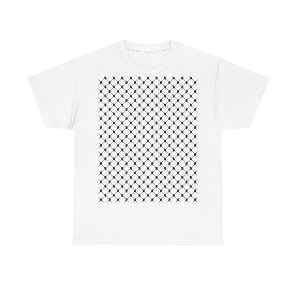 Keffiyeh Pattern Heavy Cotton Tee - Modern Mesh Design Streetwear T-Shirt
