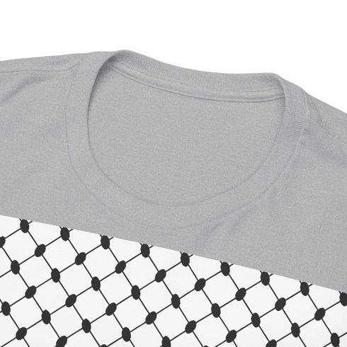 Keffiyeh Pattern Heavy Cotton Tee - Modern Mesh Design Streetwear T-Shirt