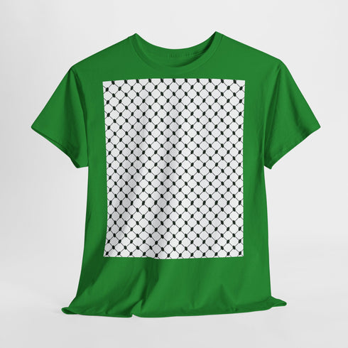 Keffiyeh Pattern Heavy Cotton Tee - Modern Mesh Design Streetwear T-Shirt