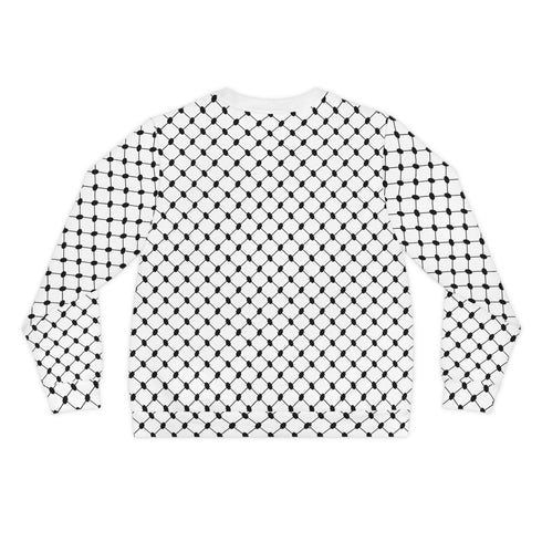 Black & White Keffiyeh Pattern Sweatshirt - All-Over Cultural Design Pullover
