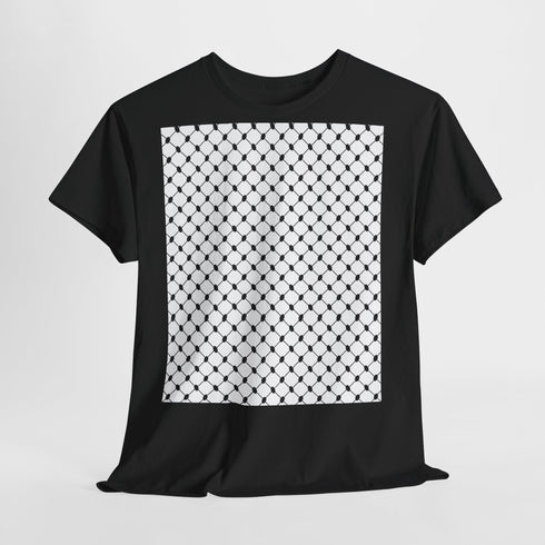Keffiyeh Pattern Heavy Cotton Tee - Modern Mesh Design Streetwear T-Shirt