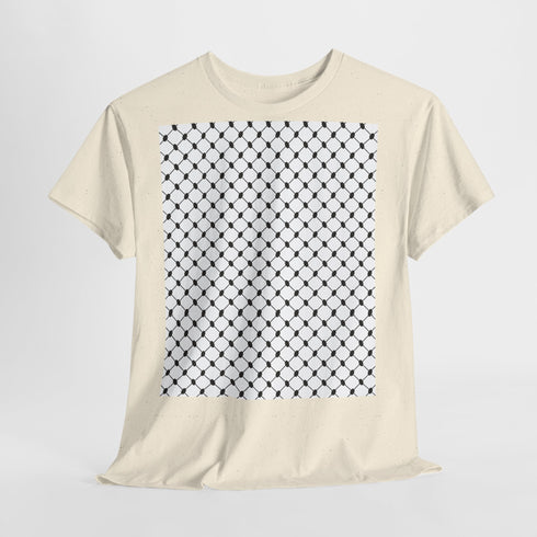 Keffiyeh Pattern Heavy Cotton Tee - Modern Mesh Design Streetwear T-Shirt