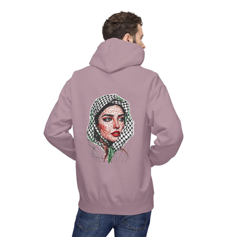 Palestine Woman Art Hoodie Unisex - Keffiyeh Scarf Dual-Sided Graphic Pullover