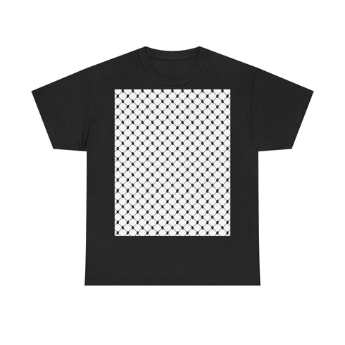 Keffiyeh Pattern Heavy Cotton Tee - Modern Mesh Design Streetwear T-Shirt