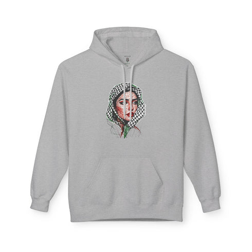 Palestine Woman Art Hoodie Unisex - Keffiyeh Scarf Dual-Sided Graphic Pullover