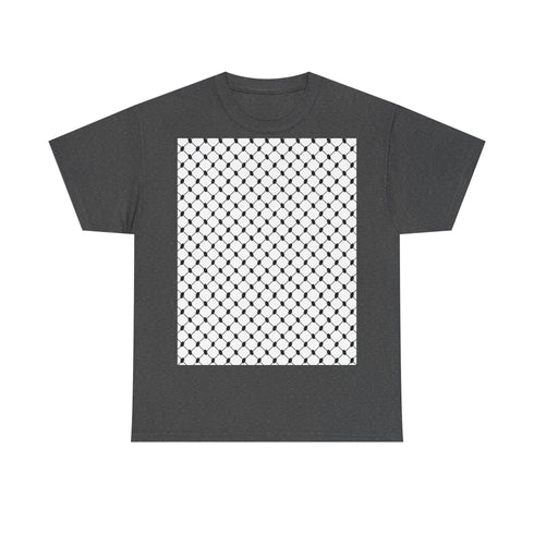 Keffiyeh Pattern Heavy Cotton Tee - Modern Mesh Design Streetwear T-Shirt