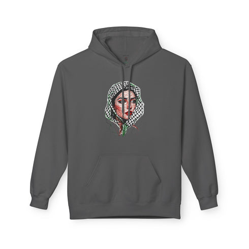 Palestine Woman Art Hoodie Unisex - Keffiyeh Scarf Dual-Sided Graphic Pullover