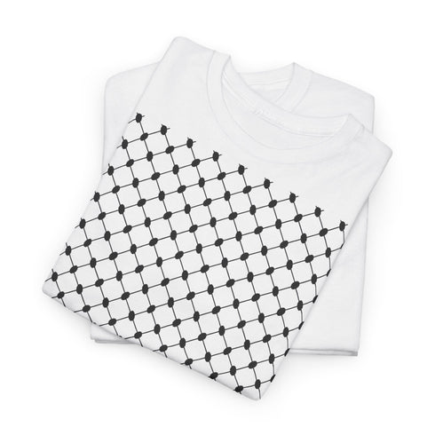 Keffiyeh Pattern Heavy Cotton Tee - Modern Mesh Design Streetwear T-Shirt