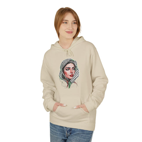 Palestine Woman Art Hoodie Unisex - Keffiyeh Scarf Dual-Sided Graphic Pullover