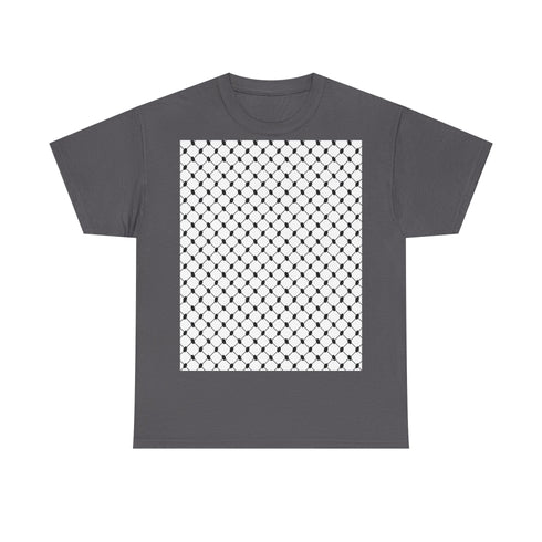 Keffiyeh Pattern Heavy Cotton Tee - Modern Mesh Design Streetwear T-Shirt