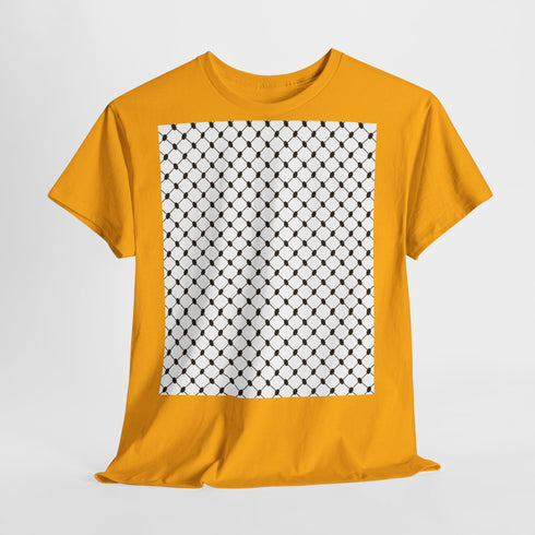 Keffiyeh Pattern Heavy Cotton Tee - Modern Mesh Design Streetwear T-Shirt