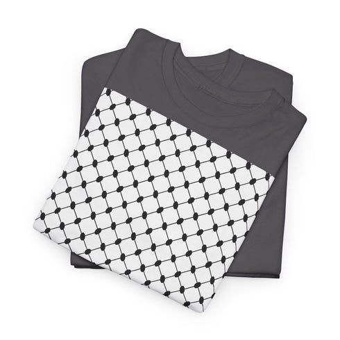 Keffiyeh Pattern Heavy Cotton Tee - Modern Mesh Design Streetwear T-Shirt