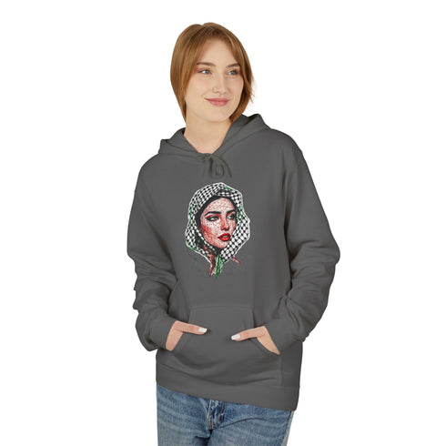 Palestine Woman Art Hoodie Unisex - Keffiyeh Scarf Dual-Sided Graphic Pullover