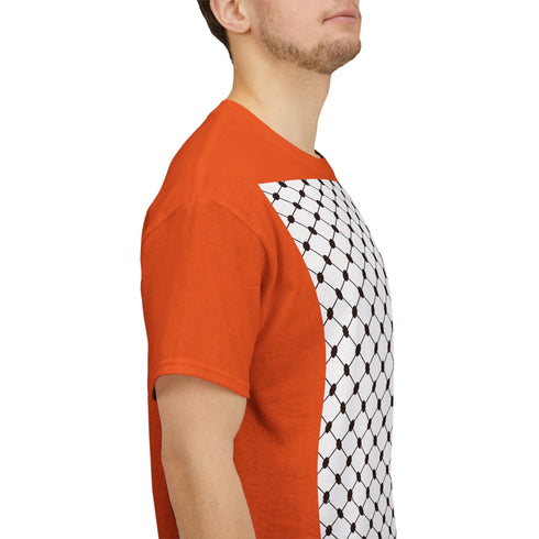Keffiyeh Pattern Heavy Cotton Tee - Modern Mesh Design Streetwear T-Shirt