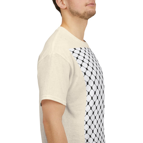 Keffiyeh Pattern Heavy Cotton Tee - Modern Mesh Design Streetwear T-Shirt