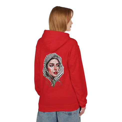 Palestine Woman Art Hoodie Unisex - Keffiyeh Scarf Dual-Sided Graphic Pullover