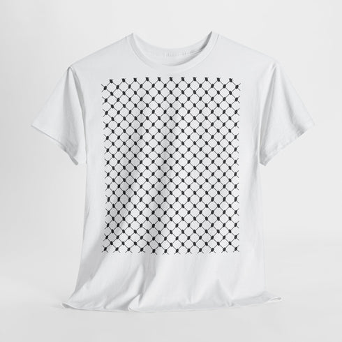 Keffiyeh Pattern Heavy Cotton Tee - Modern Mesh Design Streetwear T-Shirt