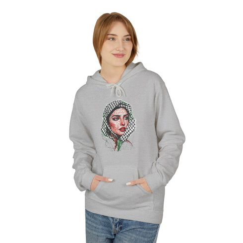 Palestine Woman Art Hoodie Unisex - Keffiyeh Scarf Dual-Sided Graphic Pullover
