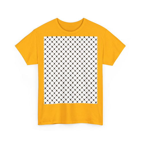 Keffiyeh Pattern Heavy Cotton Tee - Modern Mesh Design Streetwear T-Shirt