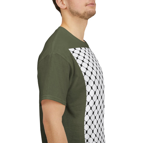 Keffiyeh Pattern Heavy Cotton Tee - Modern Mesh Design Streetwear T-Shirt