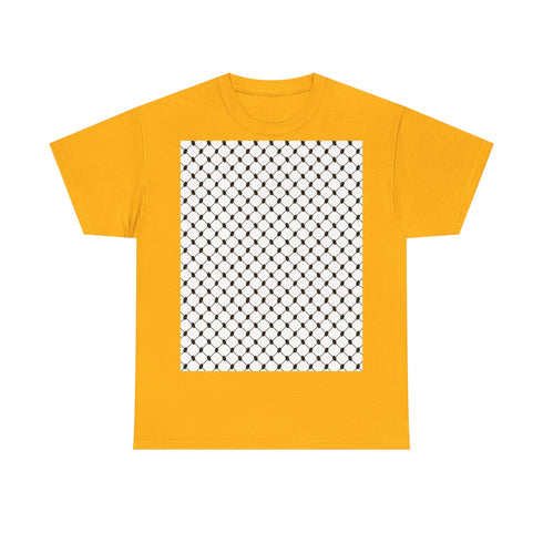 Keffiyeh Pattern Heavy Cotton Tee - Modern Mesh Design Streetwear T-Shirt