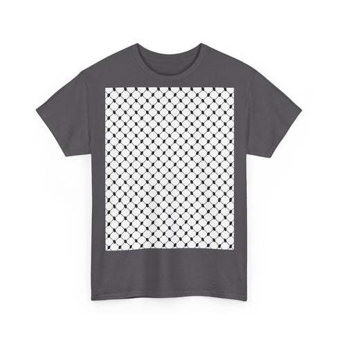 Keffiyeh Pattern Heavy Cotton Tee - Modern Mesh Design Streetwear T-Shirt