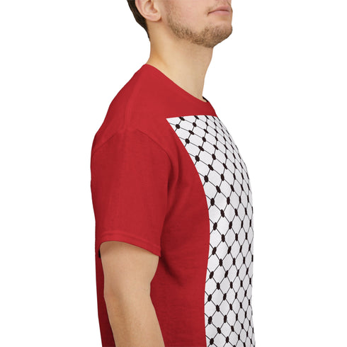 Keffiyeh Pattern Heavy Cotton Tee - Modern Mesh Design Streetwear T-Shirt