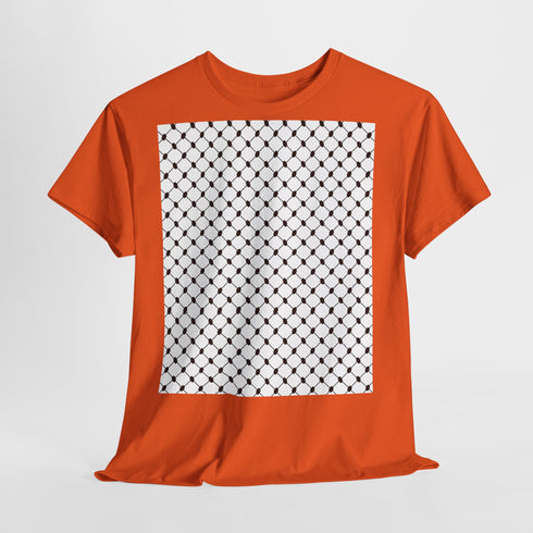 Keffiyeh Pattern Heavy Cotton Tee - Modern Mesh Design Streetwear T-Shirt