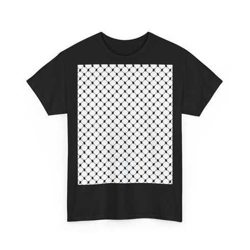 Keffiyeh Pattern Heavy Cotton Tee - Modern Mesh Design Streetwear T-Shirt