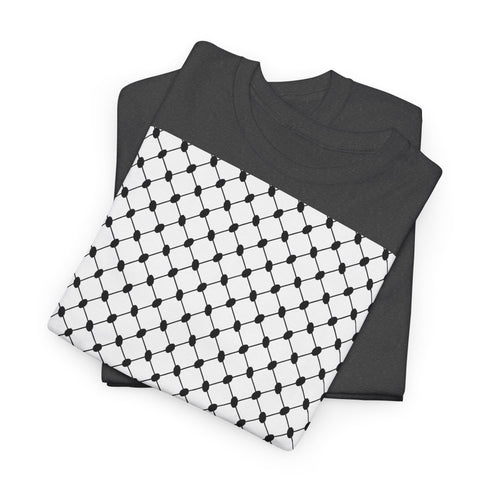 Keffiyeh Pattern Heavy Cotton Tee - Modern Mesh Design Streetwear T-Shirt