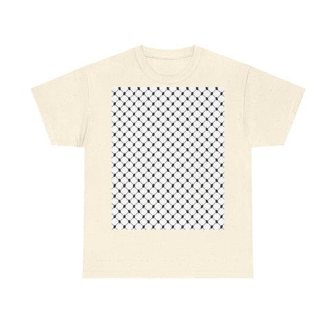 Keffiyeh Pattern Heavy Cotton Tee - Modern Mesh Design Streetwear T-Shirt