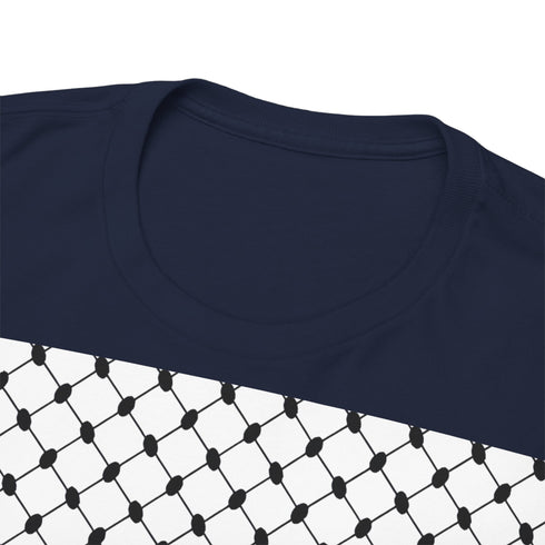Keffiyeh Pattern Heavy Cotton Tee - Modern Mesh Design Streetwear T-Shirt