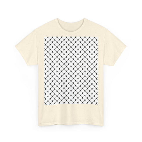 Keffiyeh Pattern Heavy Cotton Tee - Modern Mesh Design Streetwear T-Shirt