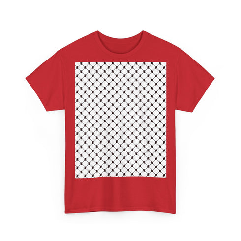 Keffiyeh Pattern Heavy Cotton Tee - Modern Mesh Design Streetwear T-Shirt