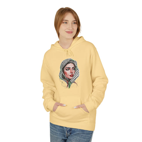 Palestine Woman Art Hoodie Unisex - Keffiyeh Scarf Dual-Sided Graphic Pullover