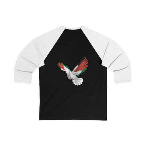 Palestine Freedom Bird Shirt - Keffiyeh & Flag Symbolism 3/4 Sleeve Shirt