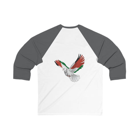 Palestine Freedom Bird Shirt - Keffiyeh & Flag Symbolism 3/4 Sleeve Shirt