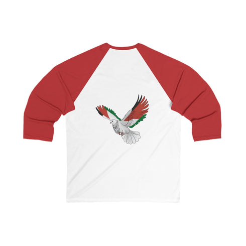 Palestine Freedom Bird Shirt - Keffiyeh & Flag Symbolism 3/4 Sleeve Shirt